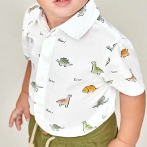 Mayoral baby boy dinosaur button down t shirt NWT